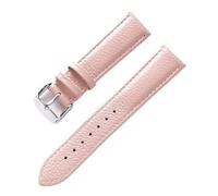 MENGXIU MENGKE Echtes Lederarmband Damen Weiches Leder Lychee Grain Rindsleder Uhrenarmband Herren Wasserdicht 14 16 18 Mm Uhrenkettenzubehör(Pink,17mm)