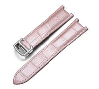 MENGXIU MENGKE Echtleder-Uhrenarmband, Kompatibel Mit Gekerbten Uhrenbändern Der Cartier Pasha-Serie, 16 Mm, 18 Mm, 20 Mm, For Herren Und Damen(Pink-silver,21-15mm)