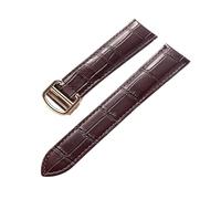 MENGXIU MENGKE Herren-Damen-Lederarmband, Kompatibel Mit Cartier Tank London Solo Key Faltschließe, 17/18/20/22 Mm Leder-Uhrenarmband-Zubehör(Brown Rose Buckle,17)