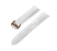 MENGXIU MENGKE Herren-Damen-Lederarmband, Kompatibel Mit Cartier Tank London Solo Key Faltschließe, 17/18/20/22 Mm Leder-Uhrenarmband-Zubehör(White Rose Buckle,15)