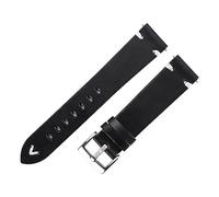 MENGXIU MENGKE Leder-Uhrenarmband Retro 18mm 20mm 22mm Ölwachs-Leder-Uhrenarmband Italienisches Schnellverschluss-braunes Rindsleder-Uhrenarmband Handgefertigt(Black-Silver Buckle,19mm)