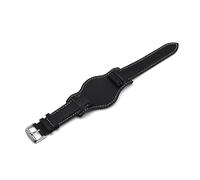 MENGXIU MENGKE Retro Handmade Herren Armbanduhr Band 20mm 22mm 24mm Leder Manschette Uhrenarmband Gelb Blau Schwarz Grün Rot Uhrenarmband(Black-1,24mm)