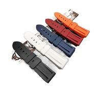 MENGXIU MENGKE Silikon-Gummi-Uhr-Armband 22mm 24mm 26mm schwarz blau rot orange weiß uhrband Compatible With panerai gurt wasserdicht wachband freudig tool(24mm White,With Silver buckle)