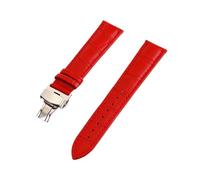 MENGXIU MENGKE Uhrenarmband Aus Echtem Leder Mit Krokoprägung, 12 Mm, 13 Mm, 14 Mm, 15 Mm, 16 Mm, 17 Mm, 18 Mm, 19 Mm, 20 Mm, 21 Mm, 22 Mm, 24 Mm(Red,19mm)