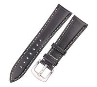 MENGXIU MENGKE Uhrenarmband Aus Ölwachs-Rindsleder Damen Herren Schwarz Braun Glattes Echtlederarmband 18 19 20 21 22 24 Mm Gürtel(Black,22mm)