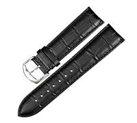 MENGXIU MENGKE Uhrenarmband Gürtel Schwarz Uhrenarmbänder Echtlederband Uhrenarmband 18mm 20mm 22mm Uhrenzubehör Armband(Black,24mm)