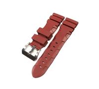 MENGXIU MENGKE Uhrenarmband kompatibel mit Panerai SUBMERSIBLE PAM 441 359 weiches Silikonkautschuk 24 mm 26 mm Herrenuhrenarmband Uhrenzubehör Uhrenarmband(Red-Silver Buckle,24mm)