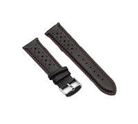 MENGXIU MENGKE Uhrenarmband Lederarmband Schwarz Braun Blau Atmungsaktive Poröse Uhrenarmbänder(Black rd line,24mm)