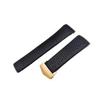 MENGXIU MENGKE Wasserdichte Uhr Armband kompatibel mit TAG HEUER Riemenuhr Zubehör Gummi-Männer-Uhr-Band kompatibel mit Tager Silikon 22 24mm Uhrenarmband(Black-Gold Clasp,22mm With Mark)