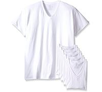 Mens 6 Pack Classic V-Neck T-Shirts - White, M, Assorted