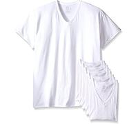 Mens 6 Pack Classic V-Neck T-Shirts - White, M, Assorted