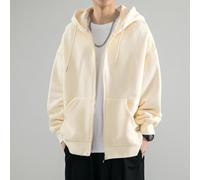 Men's Black Full Zip Hoodie Solid Long Sleeve(Apricot XXL) | Full zip closure, solid black color, long sleeves, hooded neck, regular für fit for men