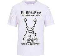 Men's Casual Shirt Hi How Are You Daniel Johnston As Worn by Kurt Cobain 80s Retro T-Shirts Unisex Men Tee Shirt White M