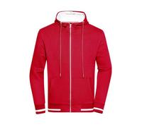 Men's Club Sweat Jacket Sweat-Jacke mit Reißverschluss und Kapuze weiß/rot, Gr. XXL