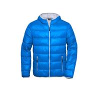 Men's Down Jacket Ultraleichte Daunenjacke mit Kapuze in sportlichem Style blau/grau, Gr. M