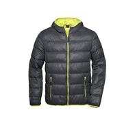 James & Nicholson Herren Daunenjacke ultraleicht - Trendige Daunenjacke für die Übergangszeit | Farbe: carbon/acid-yellow | Grösse: XL