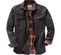 Mens Flannel Lined Waxed Cotton Shirt Jacket, Tarmac, Medium