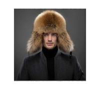 Men's Fur Hat Winter Warm Fur Cap Fox Fur Leather Russia Aviator Hats for Outdoor