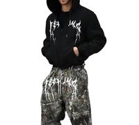 Men's Gothic Hop Hoodie für y2k Zip Front Men's Gothic Hop Hoodie(Black S) | polyester fabric, soft touch, durable print, black color, machine washable care
