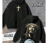 Men's Hoodies, Jesus, Cross, Christian, God Print Graphic Hoodie, Streetwear Style, Y2K Fashion, Fall & Winter Casual Pullover, Unisex, Cozy And Perfe