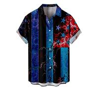 Mens Independence Day Flag 3D Digitaldruck Personalisiertes Mode Knopf T Shirt Shirt Kurzarm Shirt Top Hawaii Hemd Männer Langarm