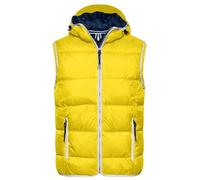 Men's Maritime Vest Modische Steppweste mit angeschnittener Kapuze gelb/weiß, Gr. M
