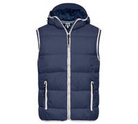 Men's Maritime Vest Modische Steppweste mit angeschnittener Kapuze weiß/blau, Gr. XL