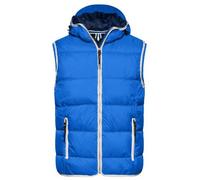 Men's Maritime Vest Modische Steppweste mit angeschnittener Kapuze weiß/blau, Gr. XXL