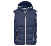Men's Maritime Vest Modische Steppweste mit angeschnittener Kapuze weiß/blau, Gr. XXL