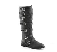 Mens Mid-Calf Stiefel mit 7 Schnalle Knielänge Schnürsenkel UP Schuhe Renaissance Mittelalter Cosplay Stiefel für Bühne Performance Requisiten,Schwarz,48
