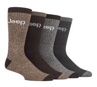 Mens Recycled Cotton Socken | Jeep | 4 Pack dicke stricken voll gepolstert Boot Socken - Brown / Erde EU 39 - 45