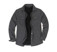 Mens Shacket Flanellhemd Jacke für Männer Sherpa Fleece gefüttert Plaid Shirts Langarm Snap Button Up Solid grau M
