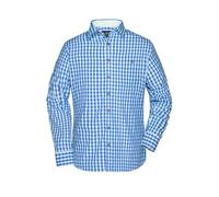 Men's Traditional Shirt Damen-Bluse und Herren-Hemd im klassischen Trachtenlook weiß/blau, Gr. 3XL