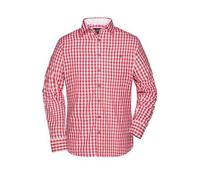 Men's Traditional Shirt Damen-Bluse und Herren-Hemd im klassischen Trachtenlook weiß/rot, Gr. 3XL