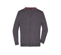 Men's V-Neck Cardigan Klassische Baumwoll-Strickjacke grau/schwarz, Gr. S