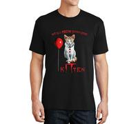 Mens We All Meow Down Here Kitten T-Shirt Cat Clown Mens T-Shirt Graphic Unisex Tee Shirt Black L