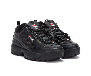 Mens Womens Fila Disruptor II Premium-Trainer - (Schwarz / Weiß / Fila Rot) EU 36 / UK 3