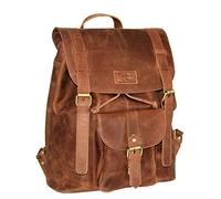 Menzo Leder-Rucksack aus echten Büffelleder, Ideal für die Arbeit, Schule, Urlaub und Handgepäck, Backpack