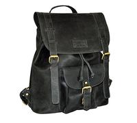 Menzo Leder-Rucksack aus echten Büffelleder, Ideal für die Arbeit, Schule, Urlaub und Handgepäck, Backpack (schwarz)