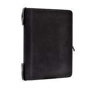 Menzo Schreibmappe aus echten Leder, Konferenzmappe, A4 Dokumentenmappe (schwarz)