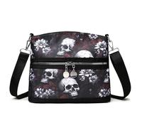 MEOKIM Damen Totenkopf Umhängetasche, Gothic Totenkopf Geldbörse Y2k Rucksack Street Hippie Rucksack, Rot/Ausflug, einfarbig (Getaway Solids), Einheitsgröße, Retro