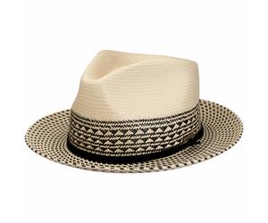 Meola Twotone Fedora Strohhut by Stetson natur-schwarz L (58-59 cm)