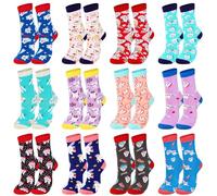 Mepase 12 Paar lustige Frauen Zähne Themed Dental Socken Niedliche Geschenke für Zahnarzt Neuheit Zahnsocken Zahnarzt Socken für Assistent Arzt Hygieniker Schule Student, Schöne Farben., Einheitsgröße