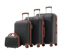 Merax Gepäckset 4-teilig (S/M/L/XL) Hartschalenkoffer, Kofferset mit Teleskopgriff, 360°-Doppelrollen, TSA-Schloss, L- und XL erweiterbar, ABS-Material, Antik Schwarz