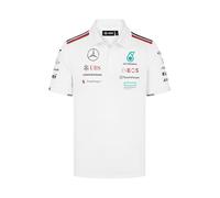 MERCEDES AMG PETRONAS F1 Herren 2024 Team Polo - Weiß - Größe: 3XL | Original Teamdesign mit Logos auf Brust, Rücken und Ärmeln, Poloshirt