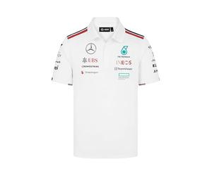 MERCEDES AMG PETRONAS F1 Herren 2024 Team Polo - Weiß - Größe: XL | Original Teamdesign mit Logos auf Brust, Rücken und Ärmeln, Poloshirt