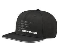 Mercedes-Benz AMG Unisex Flat Brim Cap, Schwarz, Verstellbar, Recyceltes Polyester, Alltag, Ganzjährig, Snapback-Verschluss, AMG Essentials