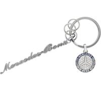Mercedes-Benz Schlüsselanhänger Classic Collection, Edelstahl mit Kristallglas, Silberfarben, 11 cm, mit Spaltring und 3 Minispaltringen