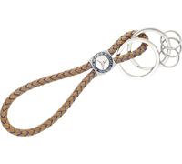 Mercedes-Benz Schlüsselanhänger CLASSIC Elegance cognac blau Rindleder Nylon Edelstahl hochglanzpoliert