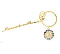 Mercedes-Benz Schlüsselanhänger Classic Schriftzug gelbgoldfarben Edelstahl